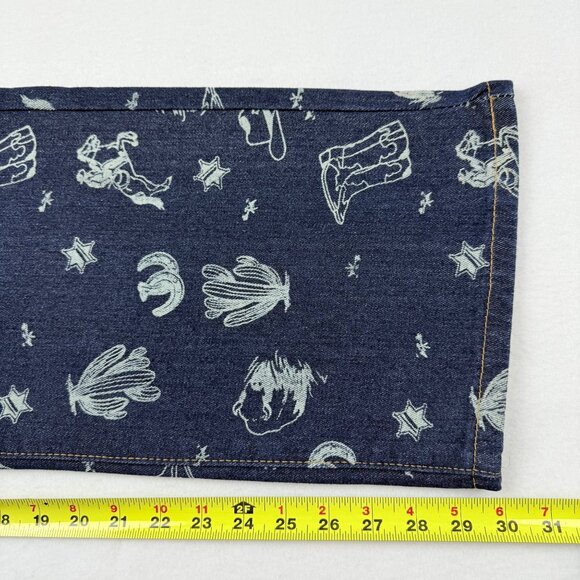 Cali 1850 Women's Wide Leg Mid Rise Western Print Blue Denim Jeans Size 9/29 NWT - Picture 10 of 10